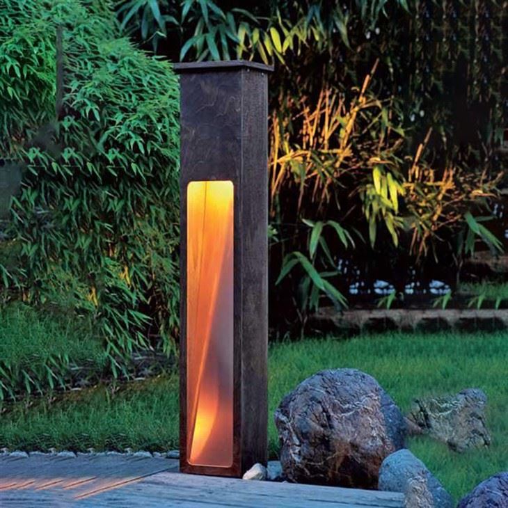 Đèn bollard kim loại rỉ sét ngoài trời