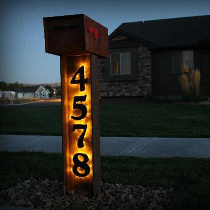 Corten Steel Mailbox With Laser - Cut Pattern