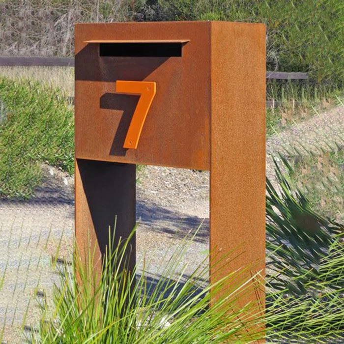 Corten Steel Mailbox With Laser - Cut Pattern