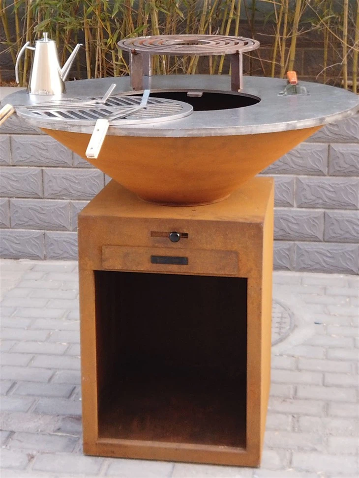 Hotels Fire Table Corten Steel Charcoal Grill
